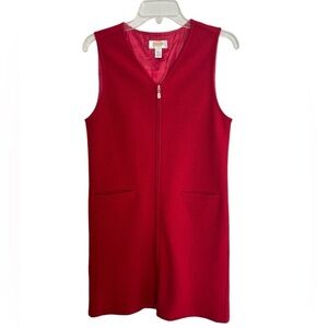Talbots Jumper Dress Size 4 P 100% Wool Full Zip Red Classic Holiday Cottagecore